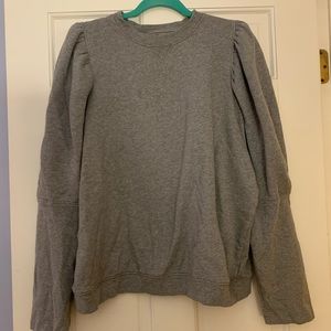 Gray elevated sweatshirt with puff sleeve detail